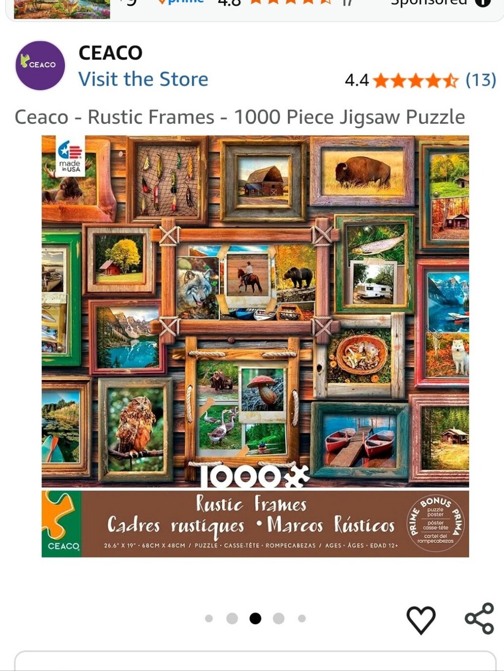 Ceaco Rustic Frames Cabin Puzzle 1000 Pieces